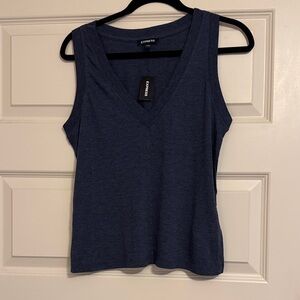 Brand New With Tags Express Women's Deep Blue V-Neck Tank Top